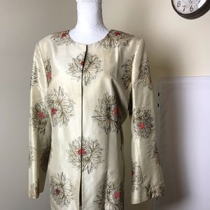 Vintage Dana Buchman beige Silk Embroidered Blazer
